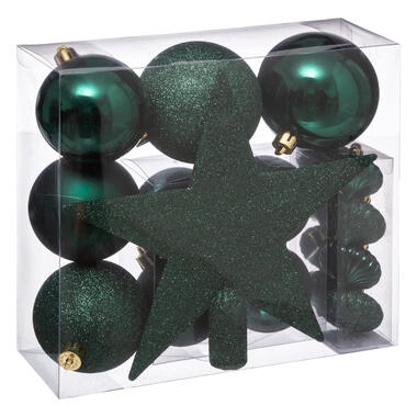 Atmosphera Kerstballen met piek - 17st - kunststof - groen - 6-7-8cm product
