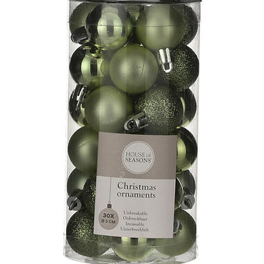 House of Season Kerstballen - 30st - kunststof - donkergroen - 3cm product