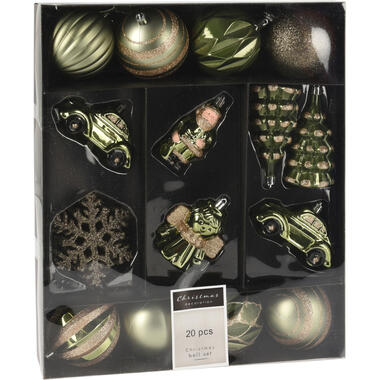 Christmas Decoration Kerstballen mix - 20-delig - groen - figuren product