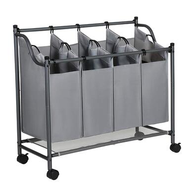 Mobiele wassorteerder - 4 vakken van elk 35 liter - 81x88x39 cm - grijs product