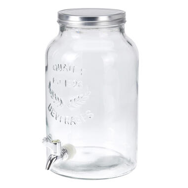 Excellent Houseware limonadetap-drankdispenser - glas - met tapkraantje - 5,5 L product