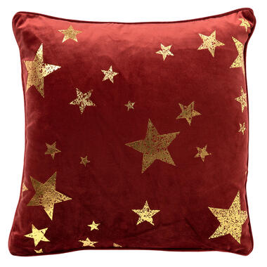 STARS - Sierkussen 45x45 Rood - Kerst decoratie - velvet product