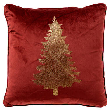 TREE - Sierkussen 45x45 Rood - Kerst decoratie - velvet product