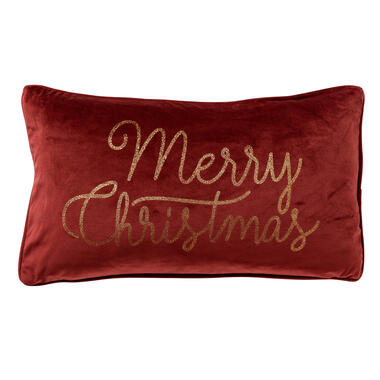 MERRY CHRISTMAS - Sierkussen 30x50 Rood - Kerst decoratie - velvet product