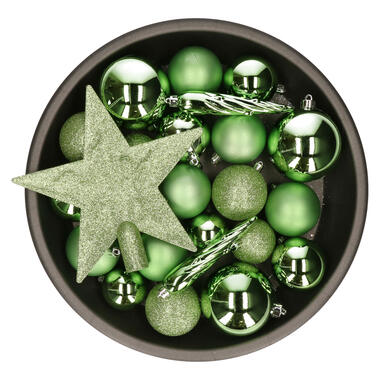 Decoris Kerstballen met piek - 33st - kunststof - mix groen - 5-6-8cm product