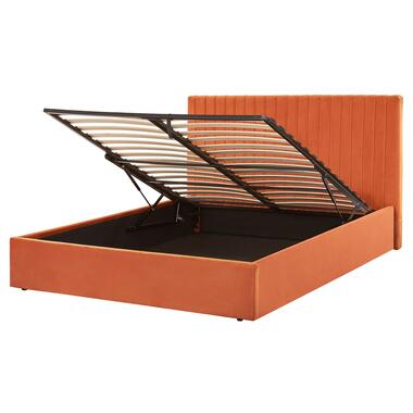 VION - Bed met opbergruimte - Oranje - 160 x 200 cm - Fluweel product