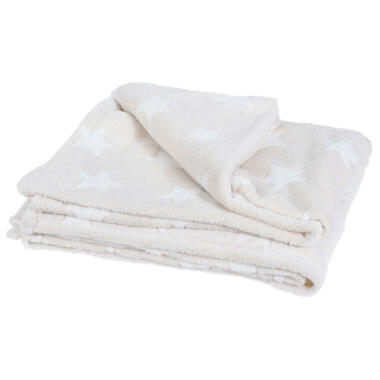 H&S Fleece deken/plaid - polyester - beige - 130 x 160 cm product