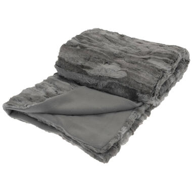 H&S Deken-plaid - fleece - polyester - titanium grijs - 130 x 150 cm product