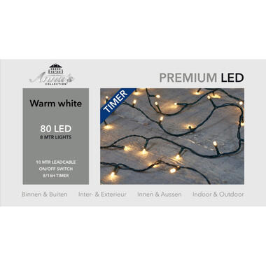 Anna's Collection Kerstverlichting - 80 warm witte leds - dimmer en timer buiten product