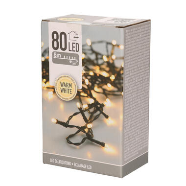 Kerstverlichting - warm wit buiten - 80 lampjes - lichtsnoer 600 cm product