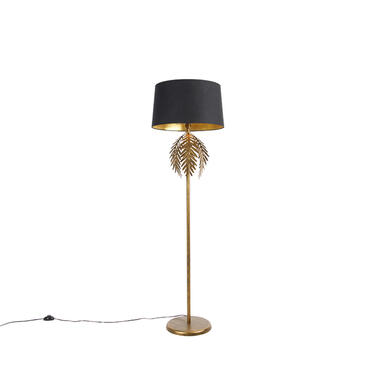 QAZQA Vintage vloerlamp goud met katoenen kap zwart - Botanica product