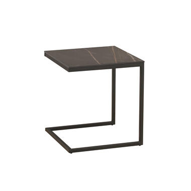 Industriële laptoptafel Fien marmerlook zwart vierkant 45x45x50 cm product