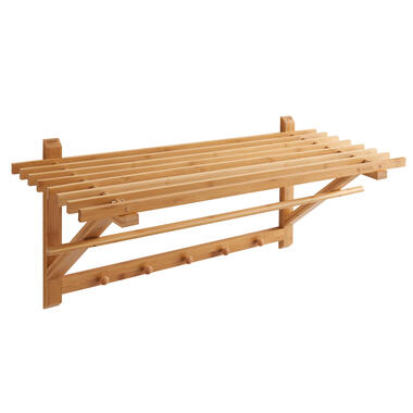 ACAZA Kapstok met 5 Ophang Haken en Stang, 75 x 28 x 25 cm, Bamboe Hout product