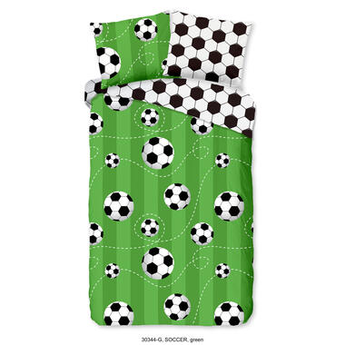 Good Morning Kinderdekbedovertrek "voetbal" - Groen - (140x200/220 cm) - Katoen product