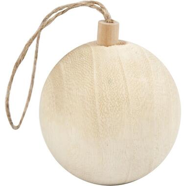 Kerstboom decoratie bal - van licht hout - 6,4 cm product