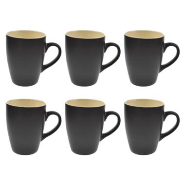 OTIX Koffiekopjes met Oor Set van 6 Theekoppen 340ml Zwart Keramiek product