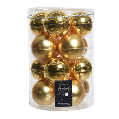 Decoris kerstballen - 26x stuks - glas - goud - 8 cm product