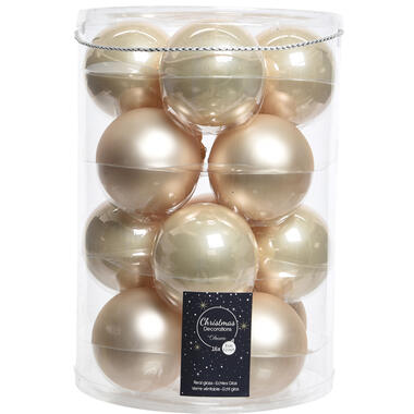 Decoris kerstballen - 26x stuks - glas - champagne - 8 cm product