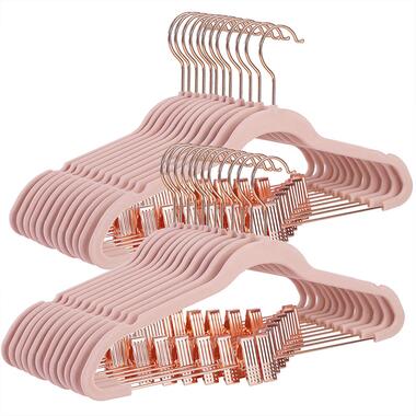 ACAZA Antislip kledinghangers - met verstelbare clips - 24 stuks - roze product