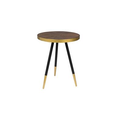 Housecraft Denise Bijzettafel Hout Rond 44 cm Bruin/ Goud product