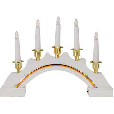 Kaarsenbrug - wit-goud - kunststof - 5 LED - 37 x 5 x 27 cm product