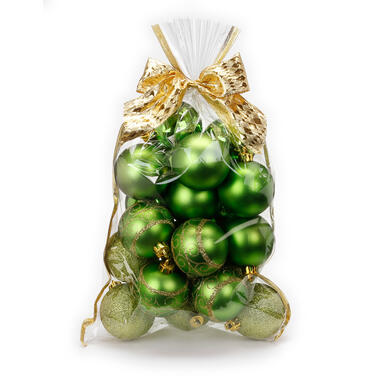 Inge Christmas Goods Kerstballen - 20st - giftbag kunststof groen 6cm product