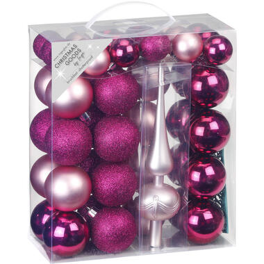 Inge Christmas Goods Kerstballen - 47st - kunststof mix roze 4-6cm product