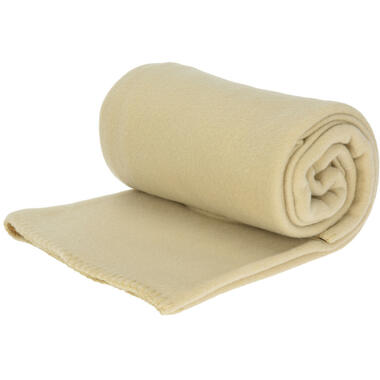 H&S Deken-plaid - fleece-polyester - flax geel - 125 x 150 cm product