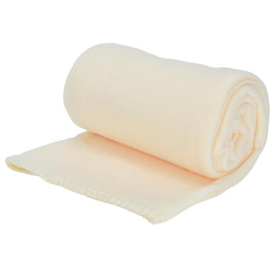H&S Deken-plaid - fleece-polyester - licht beige - 125 x 150 cm product