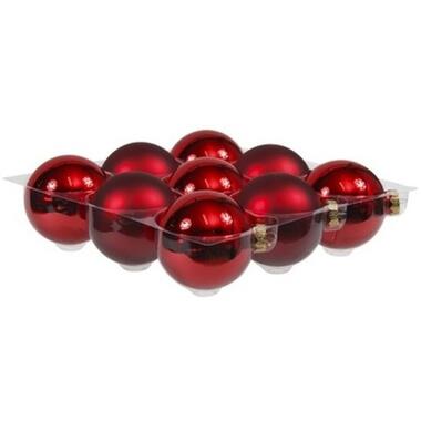 Othmar Decorations Kerstballen - 9 stuks - glas - mat-glans - rood - 10 cm product