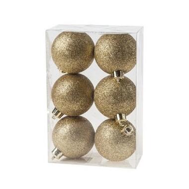 Cosy & Trendy Kerstballen - 6x st - goud - glitters - 6 cm product