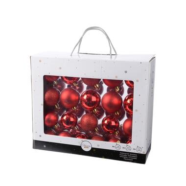 Decoris Kerstballen - 42st - kunststof - rood - 5-6-7 cm product