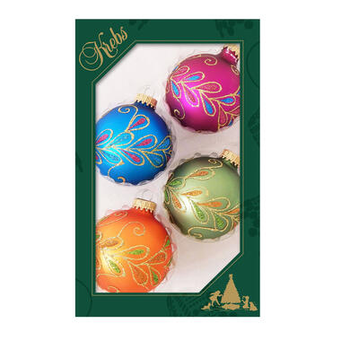 Kerstballen - 4x - blauw/roze/oranje/groen - glas - 7 cm product