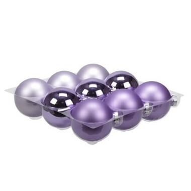 Othmar Decorations Kerstballen - 9 st - glas - paars - mat-glans - 10 cm product