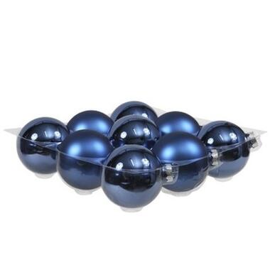 Othmar Decorations Kerstballen - 9 st - glas - blauw - mat-glans - 10 cm product