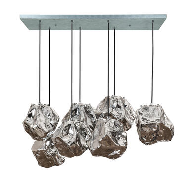 Industriële hanglamp Rocks 7-lichts chrome glas - Glas - Zilverkleurig product