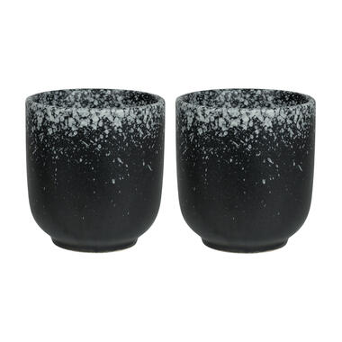 Krumble Koffie kopje - 200 ml - Keramiek - Zwart met witte spetters - Set van 2 product