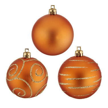 Krist+ Kerstballen - 30x - oranje - kunststof - 6 cm product