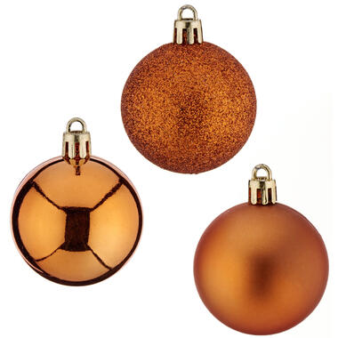 Krist+ Kerstballen - 8x ST - oranje - kunststof - 5 cm - mix product