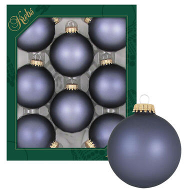 Krebs Kerstballen - 8 st - glas - blue stone velvet - 7 cm product