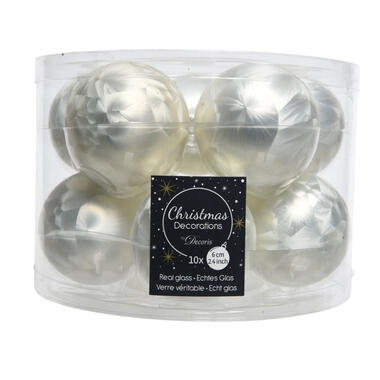 Decoris Kerstballen set - 10x - wit - glas - mat-glans - 6 cm product