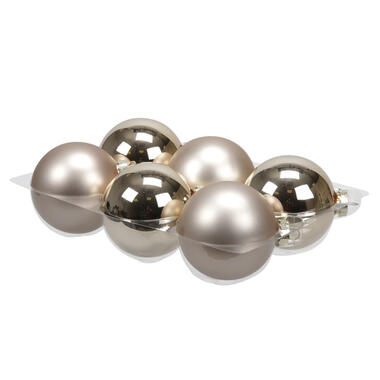 Othmar decorations Kerstballen - 6 st - glas - champagne - 8 cm product