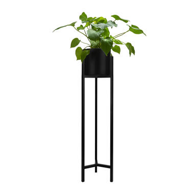 QUVIO Plantenstandaard inclusief pot - 22 x 22 x 90 cm - Metaal - Zwart - L product