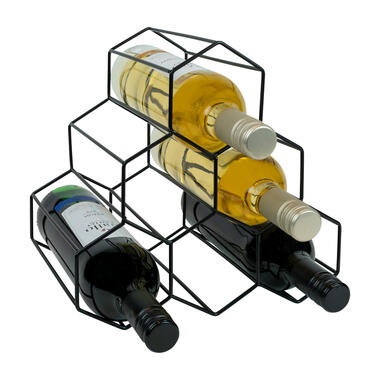QUVIO Wijnrek voor 6 flessen metaal - Zwart product