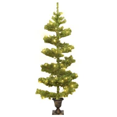 vidaXL Kunstkerstboom met verlichting en pot 120 cm PVC groen product