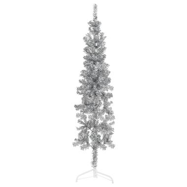 vidaXL Kunstkerstboom half met standaard smal 150 cm zilverkleurig product