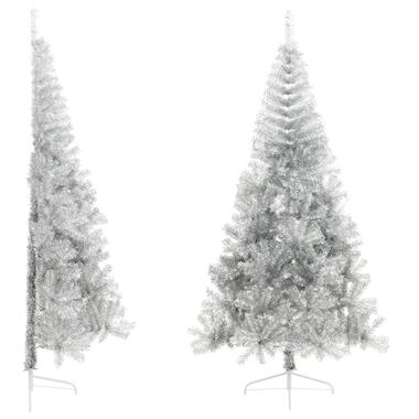 vidaXL Kunstkerstboom half met standaard 240 cm PET zilverkleurig product