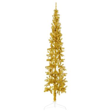 vidaXL Kunstkerstboom half met standaard smal 180 cm goudkleurig product