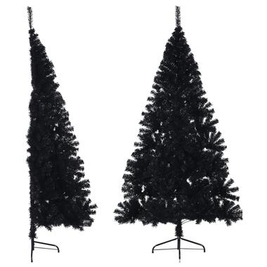 vidaXL Kunstkerstboom met standaard half 210 cm PVC zwart product