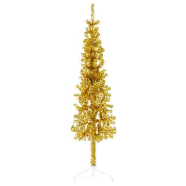 vidaXL Kunstkerstboom half met standaard smal 150 cm goudkleurig product